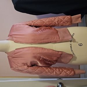 Pink satin bomber jacket XS